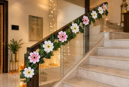Image 7 of Divyakosh Mango Leaf Vine/Creeper (6.5 Ft) with Cosmos Flowers for Door Entrance Decor | Artificial Flowers Garland,Thoran | Festive Puja Wall Hanging for Diwali Navratri Ganpati Home Decor