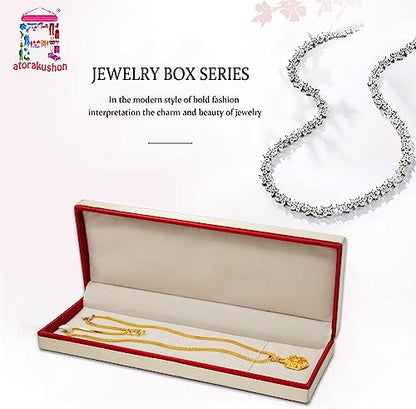 Image 6 of atorakushon Satin Long Chain Box For Storage Jewellery Organizer Locker Box Necklaces Pendant Holder Gift Travel Case Maroon 3 Pieces