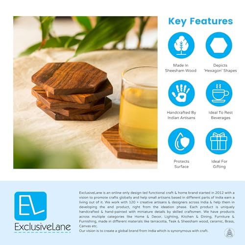 Image 7 of ExclusiveLane Six Cornered Spring Wooden Coasters Set of 6