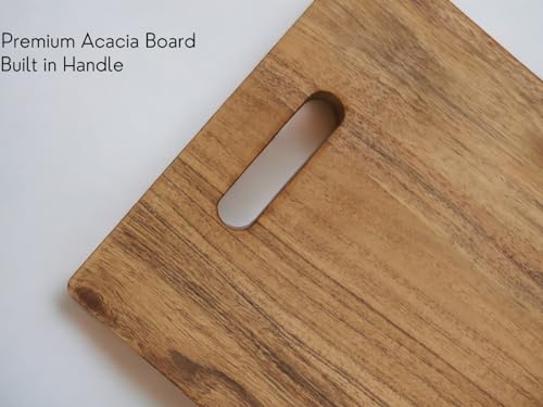 Image 4 of Vesta Homes Wooden Chopping Board, Cutting Board, Serving Tray for Kitchen Vegetables, Fruits & Cheese | Natural Acacia Wood |38 * 25 * 2.5 Cms | Handmade in India