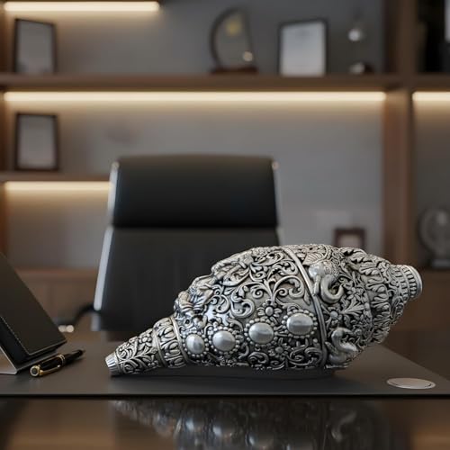 Image 6 of Dev Aastha 999 Pure Silver Plated Ganesh Shankh 3.5 Inch