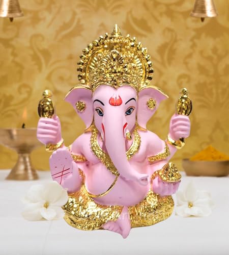 Image 18 of 4HANDMUKUTGOLDPINK for the product Gold Art India Ceramic Ganesh Idol