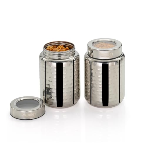Image 6 of 950ml / 3Pc for the product Sumeet Stainless Steel Hammered Canister Container for Kitchen Storage