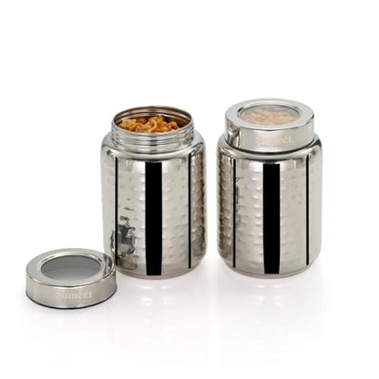 Image 6 of 950ml / 3Pc for the product Sumeet Stainless Steel Hammered Canister Container for Kitchen Storage
