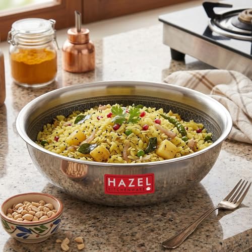 Image 6 of Silver Honeycomb Tasra / 2 Litres for the product HAZEL Triply Stainless Steel Tasla Kadai