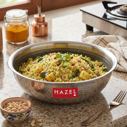 Image 6 of Silver Honeycomb Tasra / 2 Litres for the product HAZEL Triply Stainless Steel Tasla Kadai