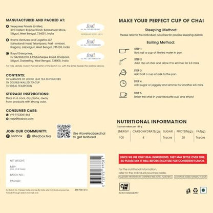 Image 2 of Teabox Premium Authentic Indian Spiced Chai Tea Trial Pack, 10 Exotic Varieties of Chai, 30G Each, 100% Real Ingredients. No Artificial Flavors | Crafted in Small Batches