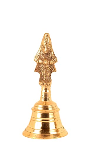 Image 3 of 7 Inch for the product Uapan Brass Pooja Bell, Hanuman, Gold