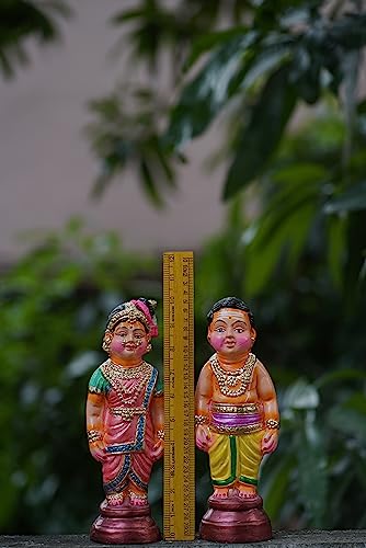 Image 2 of Breeze Handicrafts Paper Mache Doll Couple Statue for Bommalu Koluvu Home Decor and Showpiece Idol Navratri Gift for Women (Iyer Mama Mami)