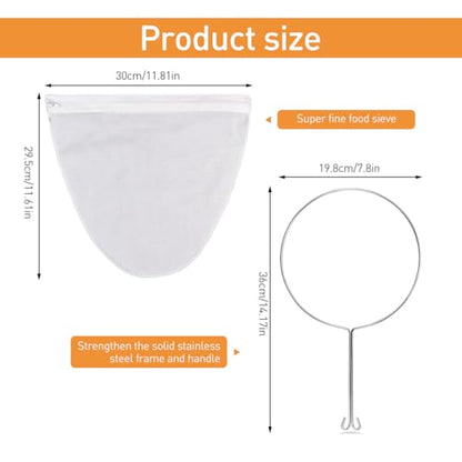 Image 3 of Supvox Tea Strainer Cloth Nut Milk Bag Stainless Steel Detachable Handle