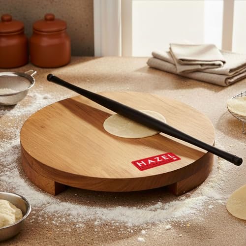 Image 1 of Default Title for the product HAZEL Sagwan Polpat Chakla Roti Chapati Maker 24 cm with Sheesham Roti Roller Belan Rolling Pin 42 cm