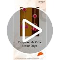 Image 2 of Divyakosh Hanging Pink Rose Flower with Brass Diya/Tealight Holder with LED T- Light, Set of 2, Size 22 Inch - Diwali Decoration, Latkan Tealight Holder, Candle Light Holder, Wall Decoration