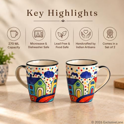 Image 6 of ExclusiveLane The Hut Jumbo Cuppas Ceramic Coffee Mugs Set of 2 (270 ml)