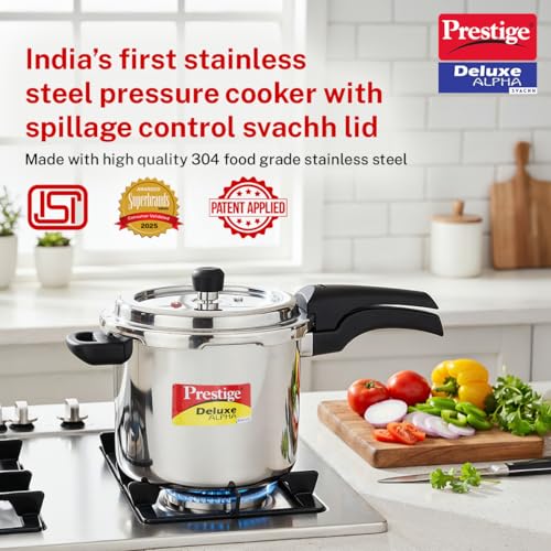 Image 6 of Prestige Stainless Steel Deluxe Alpha Svachh Outer Lid Pressure Cooker