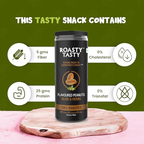 Image 4 of Roasty Tasty Premium Olive & Herbs Flavour Roasted Peanuts Pack of 2 (150g each)