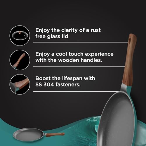 Image 6 of Preethi Artistic Collection Die Cast Non Stick Tawa, 27 cm, 5 Star Non Stick Effect, Cook & Serve, Earthy Brown