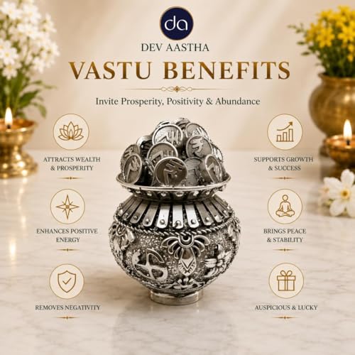 Image 5 of Dev Aastha Silver Plated Kuber Kalash Idol 2.5 Inch