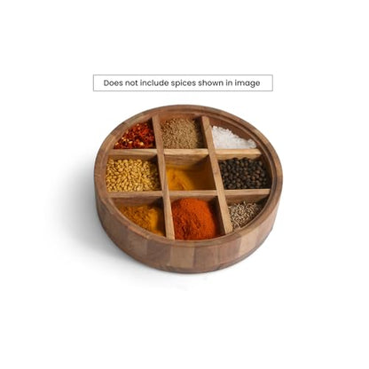 Image 3 of ExclusiveLane Golden Flower Wooden Spice Box for Kitchen 9 Partitions