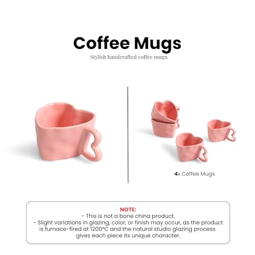 Image 5 of ExclusiveLane Heart Pink Ceramic Coffee Mugs Set of 4 250 ml