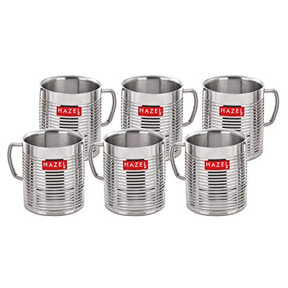 Image 2 of HAZEL Stainless Steel Double Wall Coffee Mug Set of 6, 300 ml