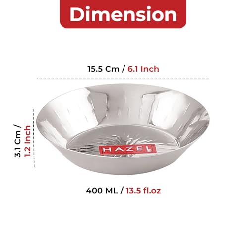 Image 3 of HAZEL Stainless Steel Small Copri Plate 15.5 cm, Pack of 6