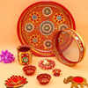 Image 1 of Default Title for the product JAIPUR ACE Karwa Chauth Traditional and Decorative Pooja Thali Set 30 x 30 x 4 cm