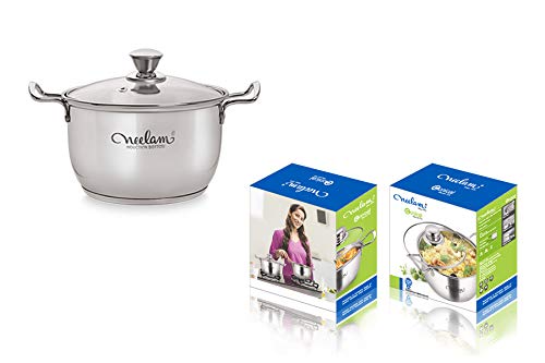 Image 5 of neelam Stainless Steel 22 Gauge Induction Bottom Conical Sauce Pot with Glass Lid 18 cm 2.0 LTR