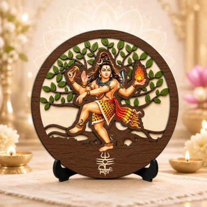 Image 2 of Nataraj Shiv Ji Wooden Murti for Home Mandir, Prayer Room, Table Top Decor & Spiritual Gifting - 5x5 Inch