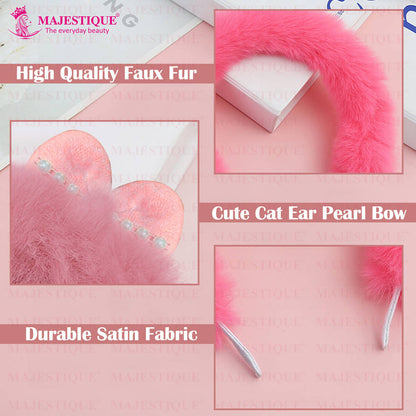 Image 3 of Majestique Cute Korean Furry Cat Ear Headband - Multi Color