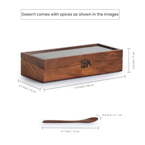 Image 7 of ExclusiveLane Spice Keeper Wooden Spice Box with Spoon 130 & 80 Gm