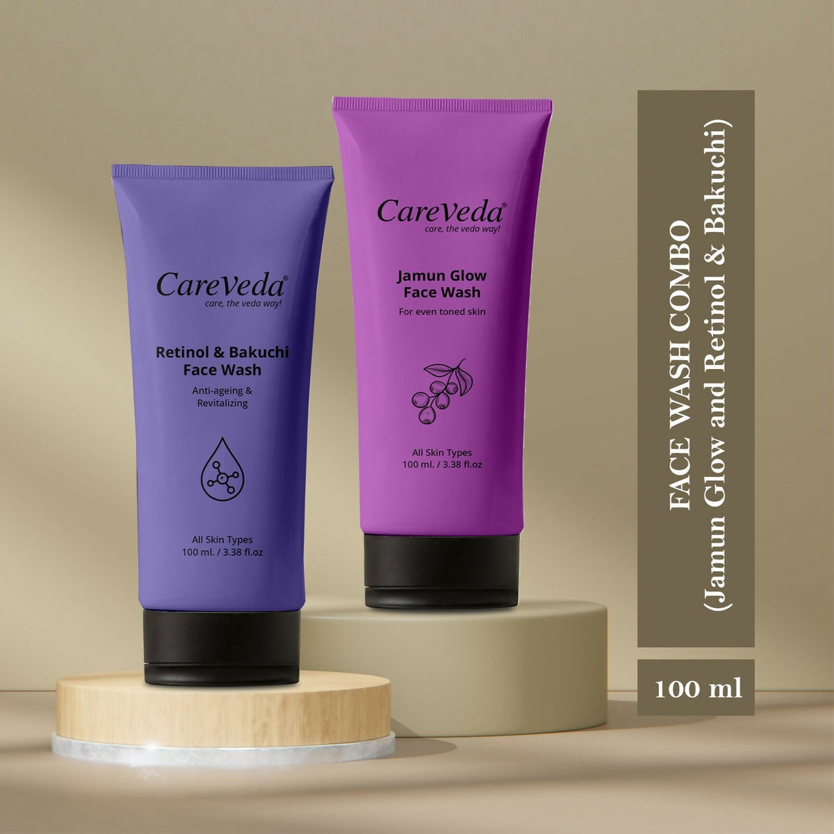 Image 3 of CareVeda Radiance Duo – Jamun Glow, Retinol & Bakuchi Face Wash (Set of 2)