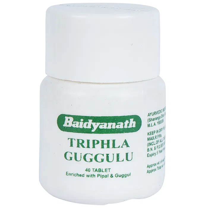 Image 1 of 40 tabs for the product Baidyanath Jhansi Triphala Guggulu Tablets