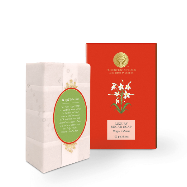 Image 1 of 100 gm for the product Forest Essentials Luxury Sugar Soap Bengal Tuberose