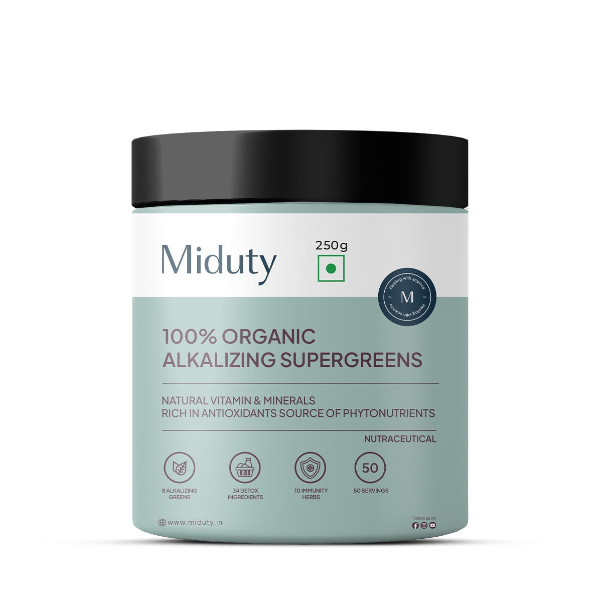 Image 1 of 250 gm / Pack of 1 for the product Miduty by Palak Notes 100% Organic Alkalizing Super Greens Powder
