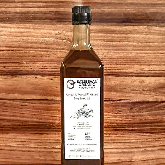 Image 1 of 500 ml (Glass Bottle) for the product Satjeevan Organic Wood-Pressed Mustard Oil