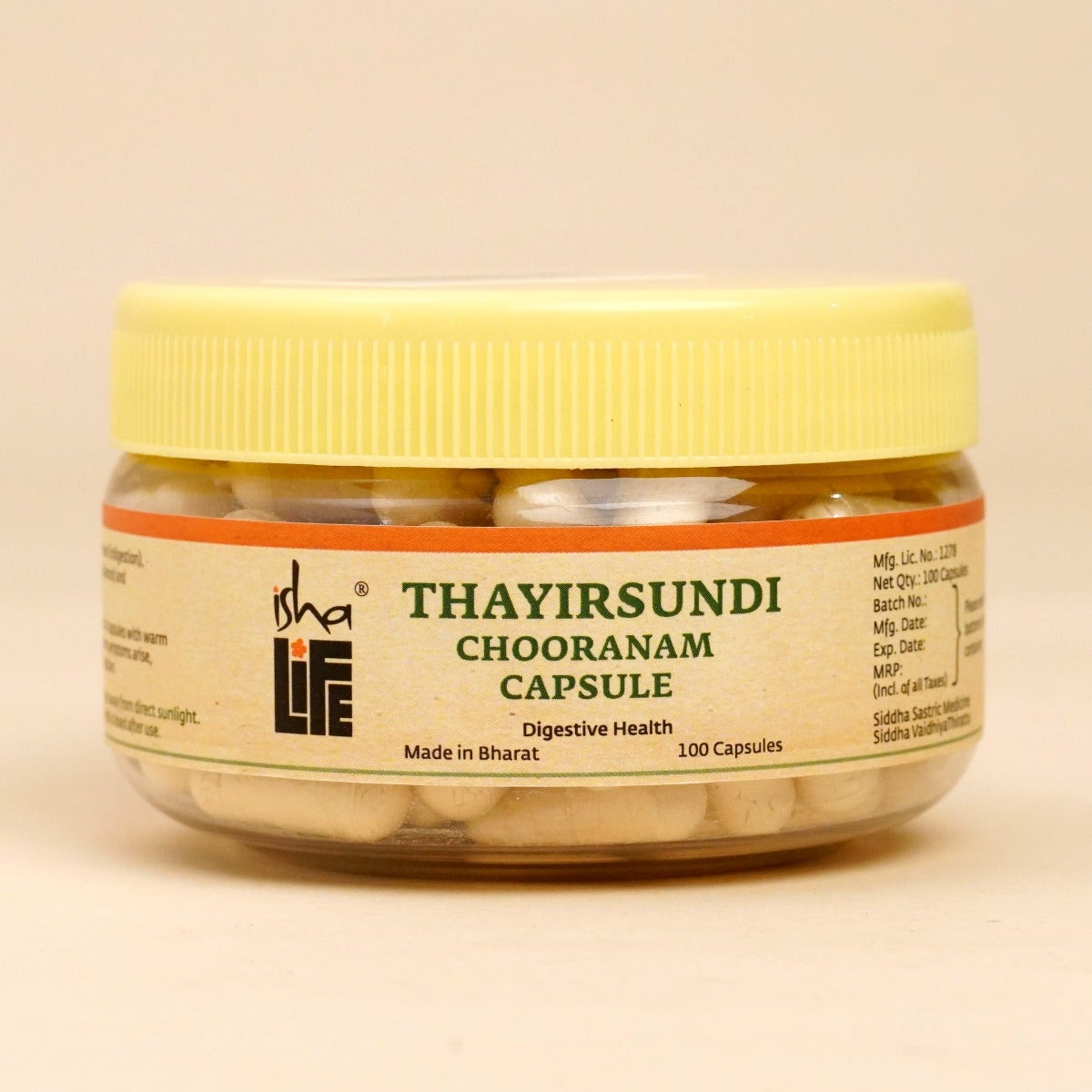 Image 1 of 100 caps for the product Isha Life Thayirsundi Choornam Capsules