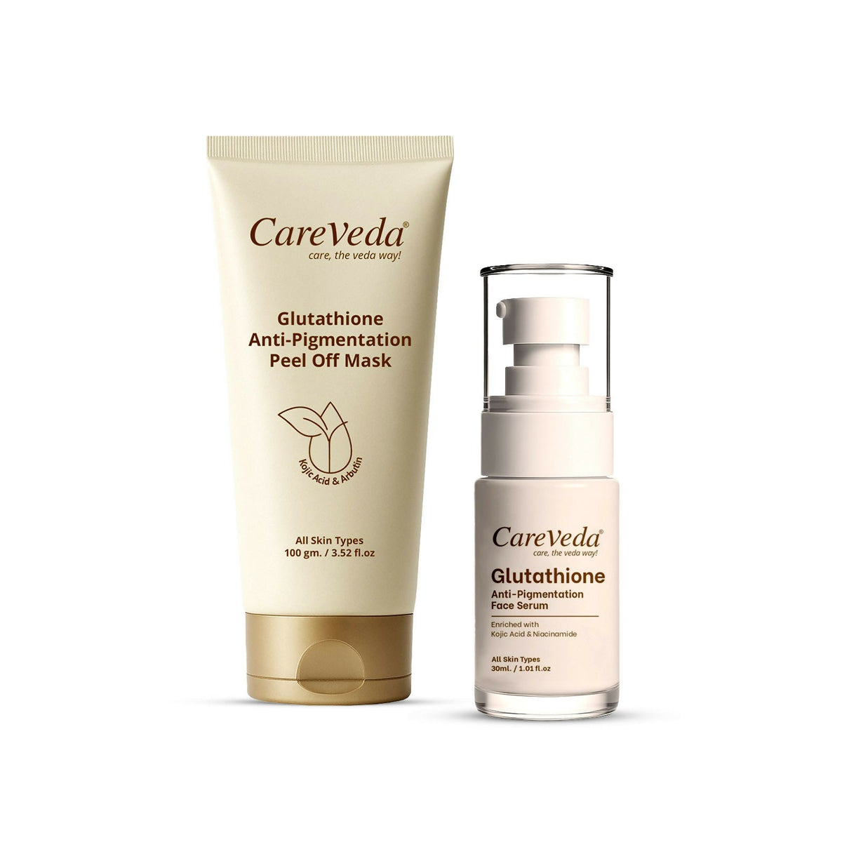 Image 1 of Pack of 1 for the product CareVeda Glutathione Skin Care Set of 2 | Peel off Mask & Face Serum for Bright, Even-Toned Skin | Anti-Pigmentation & Glow Boost | For Men & Women