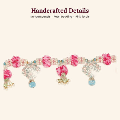Image 5 of Renu's Creation Pink & Aqua Kundan Pearl Toran