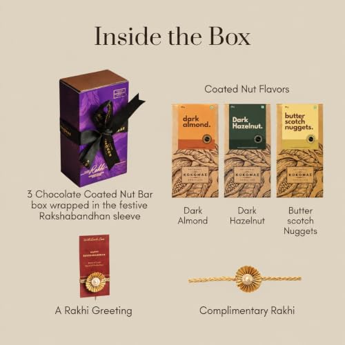 Image 5 of KOKOMAE Raksha Bandhan Chocolate Gift Box | 3 Chocolate Coated Nut Bars