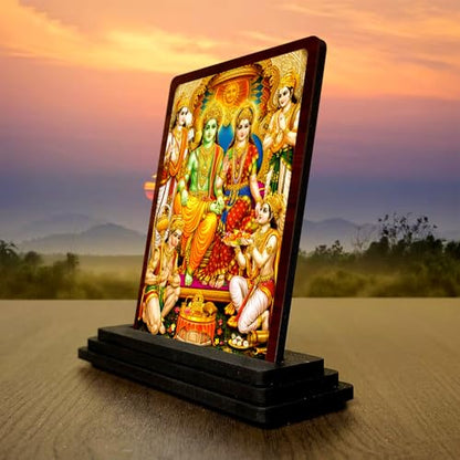 Image 3 of Ram Darbar Wooden Idol for Pooja Room 4x5 Inch HD Printed Faith Inspired Decor