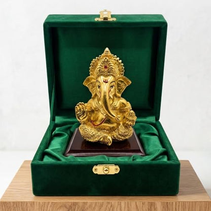 Image 1 of Default Title for the product Dev Aastha 24K Gold Plated Ganesha Idol - 4 Inch