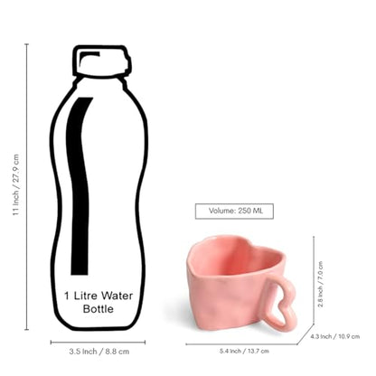 Image 7 of ExclusiveLane Heart Pink Ceramic Coffee Mugs Set of 4 250 ml