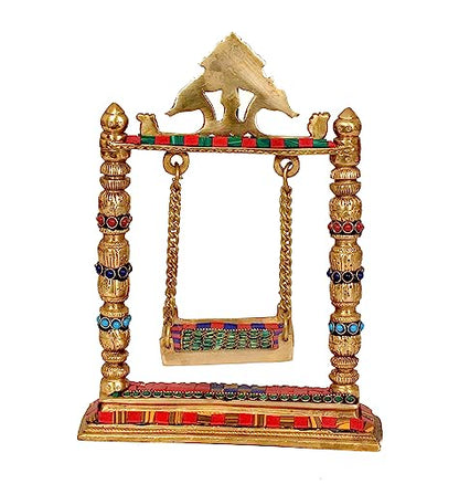 Image 5 of AONA Brass Swing Jhula for Ladoo Gopal Idol Statue