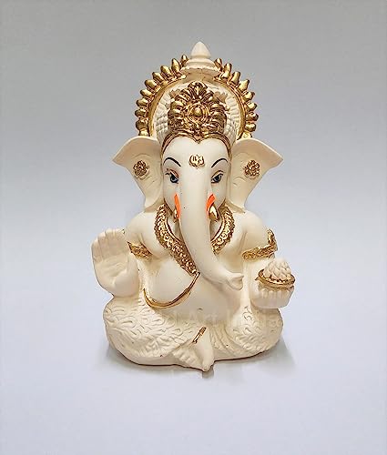 Image 1 of Peach Ivory for the product Gold Art India Ganesha Idol