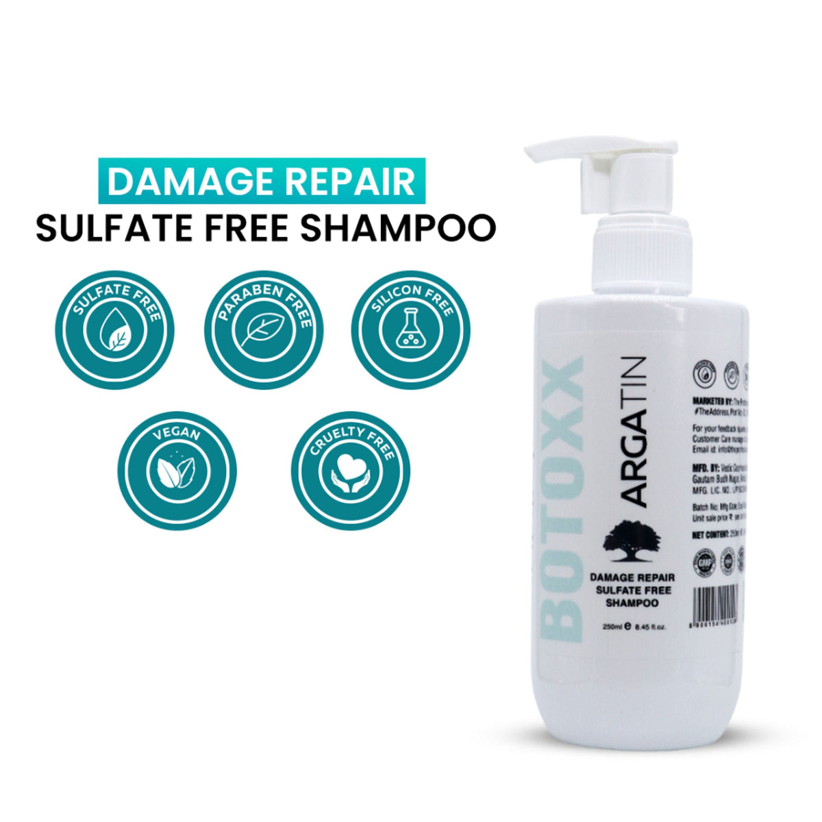 Image 1 of 250 ml / Pack of 1 for the product Argatin Botox Damage Repair Sulfate Free Shampoo