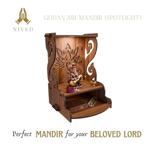 Image 7 of NIVED GODAVARI Engineered Wood Mandir with Spotlight 15.5 x 11.5 x 11 inch