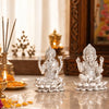 Image 1 of Default Title for the product elaris 999 Pure Silver Plated Lakshmi Ganesha Idol on Lotus Showpiece – 5.1 Inch, Silver Plated