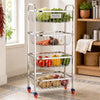 Image 1 of Rectangle 4pc for the product HAZEL Stainless Steel Fruit Vegetable Basket Kitchen Storage Trolley Rack