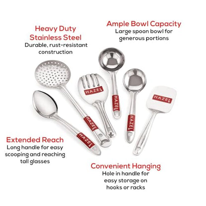Image 3 of HAZEL Stainless Steel Kitchen Tools Set of 6, 34.3 cm Long