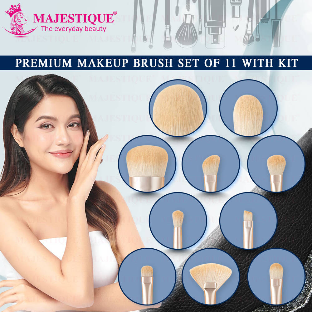 Image 5 of Majestique Premium Face Makeup Brush Set In Leatherite Kit